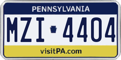 PA license plate MZI4404