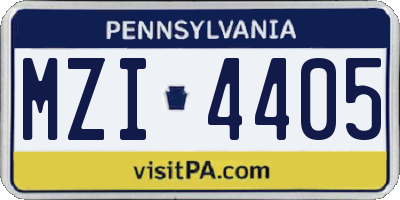 PA license plate MZI4405