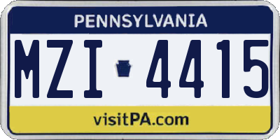 PA license plate MZI4415
