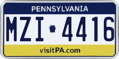 PA license plate MZI4416