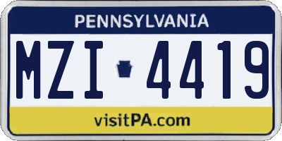 PA license plate MZI4419