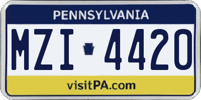 PA license plate MZI4420