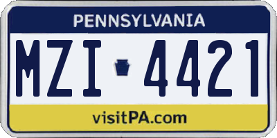 PA license plate MZI4421