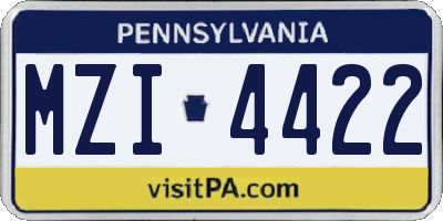 PA license plate MZI4422