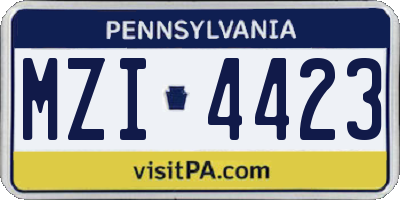 PA license plate MZI4423