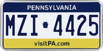 PA license plate MZI4425
