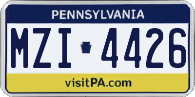 PA license plate MZI4426