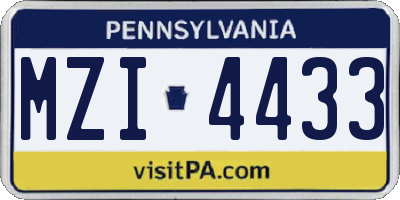 PA license plate MZI4433