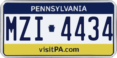 PA license plate MZI4434