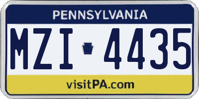 PA license plate MZI4435