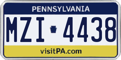 PA license plate MZI4438