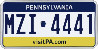 PA license plate MZI4441