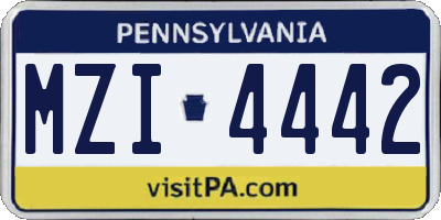 PA license plate MZI4442
