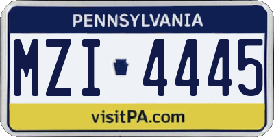 PA license plate MZI4445