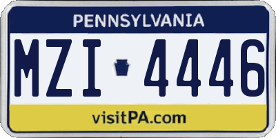 PA license plate MZI4446
