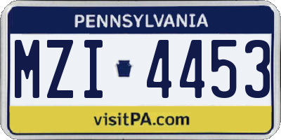 PA license plate MZI4453