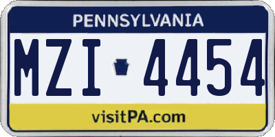 PA license plate MZI4454