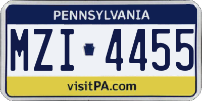 PA license plate MZI4455
