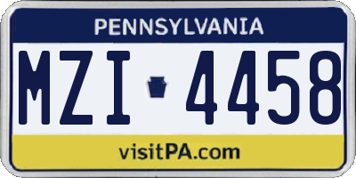 PA license plate MZI4458