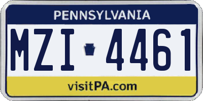 PA license plate MZI4461
