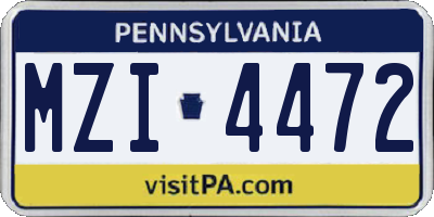 PA license plate MZI4472