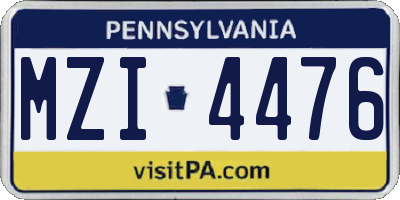 PA license plate MZI4476