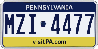 PA license plate MZI4477