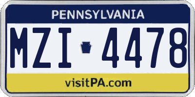 PA license plate MZI4478