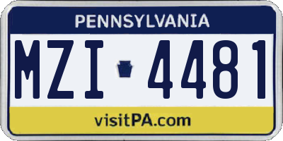 PA license plate MZI4481
