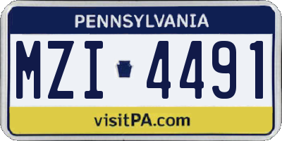 PA license plate MZI4491
