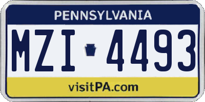 PA license plate MZI4493