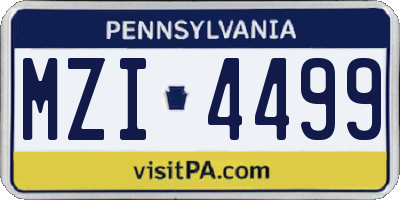PA license plate MZI4499
