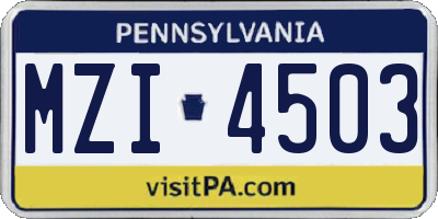 PA license plate MZI4503