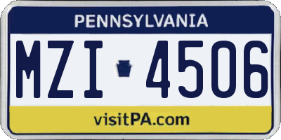 PA license plate MZI4506