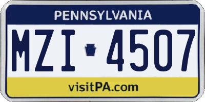 PA license plate MZI4507