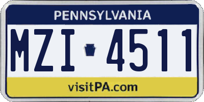 PA license plate MZI4511