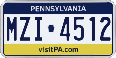 PA license plate MZI4512