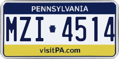 PA license plate MZI4514