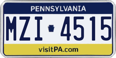 PA license plate MZI4515