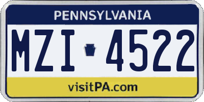 PA license plate MZI4522