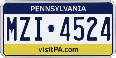 PA license plate MZI4524