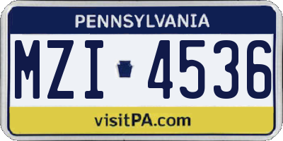 PA license plate MZI4536