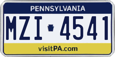 PA license plate MZI4541