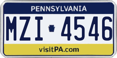 PA license plate MZI4546