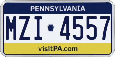 PA license plate MZI4557