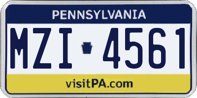 PA license plate MZI4561