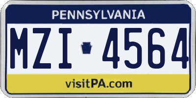 PA license plate MZI4564