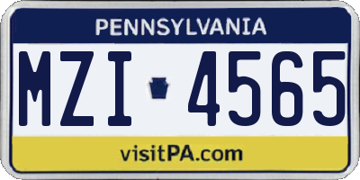 PA license plate MZI4565