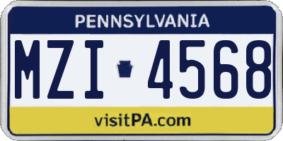 PA license plate MZI4568