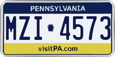 PA license plate MZI4573